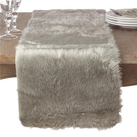 SARO LIFESTYLE SARO 197.GY1572B 15 x 72 in. Rectangle Juneau Faux Fur Table Runner  Grey 197.GY1572B